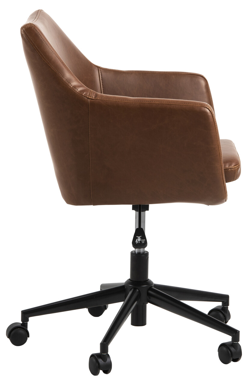 Scaun de birou Nora, Actona, 58x58x91 cm, rotativ, piele ecologica/otel, brandy - view 7