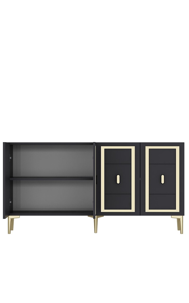 Consola, Hanah Home, Orion, 150x75x35 cm, PAL , Antracit / Aur - view 6