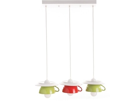 Lustra Afternoon tea, Deco Republic, E27, 3x60W, ceramica, rosu/verde