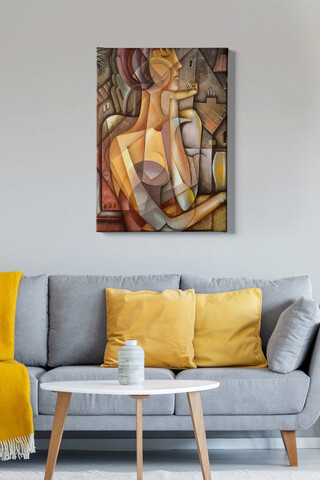 Tablou decorativ, Kanvas Tablo (50 x 70), Canvas, Lemn, Multicolor