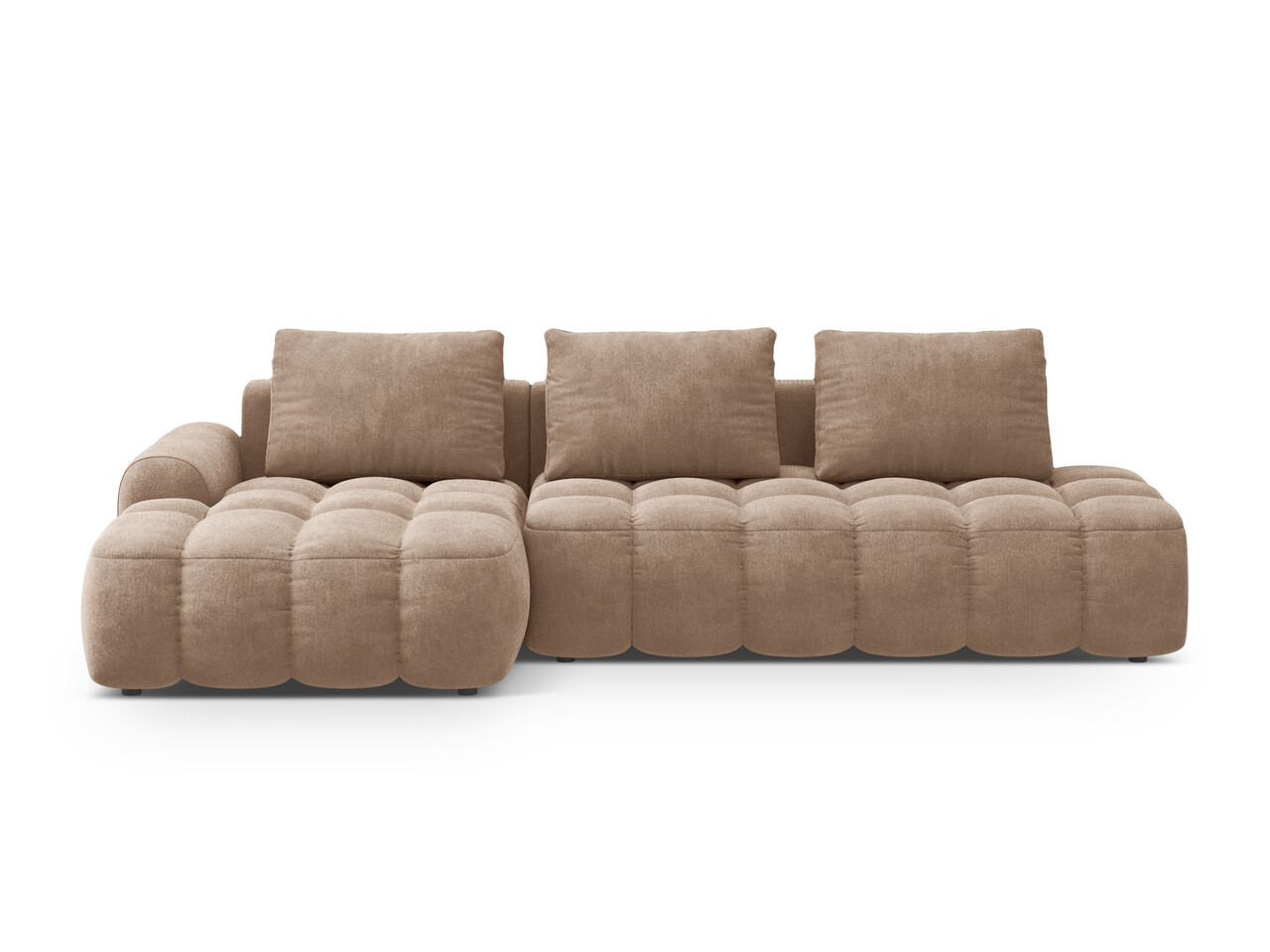 Coltar extensibil stanga 3 locuri, Linz, Cosmopolitan Design, 275x142x84 cm, cotiera dreapta, catifea, bej inchis