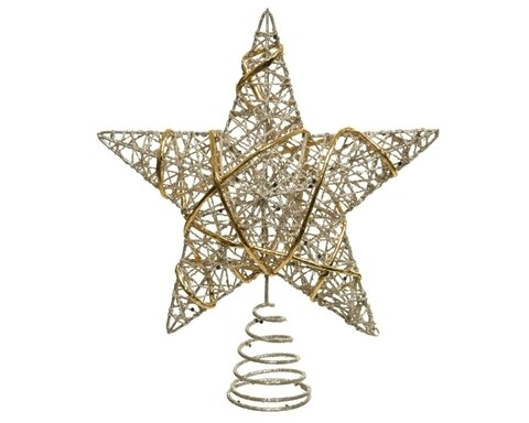 Varf decorativ pentru brad Star, Decoris, 20x5x22 cm, metal, auriu