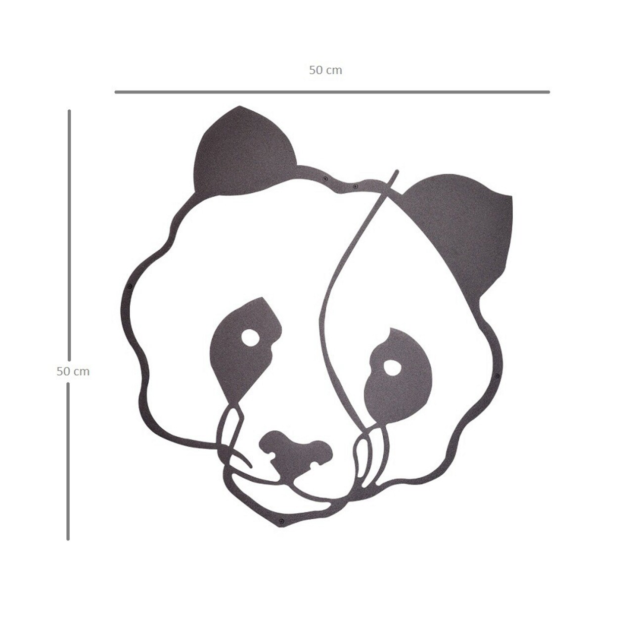 Decoratiune De Perete, Panda, Metal, Dimensiune: 50 X 50 Cm, Negru