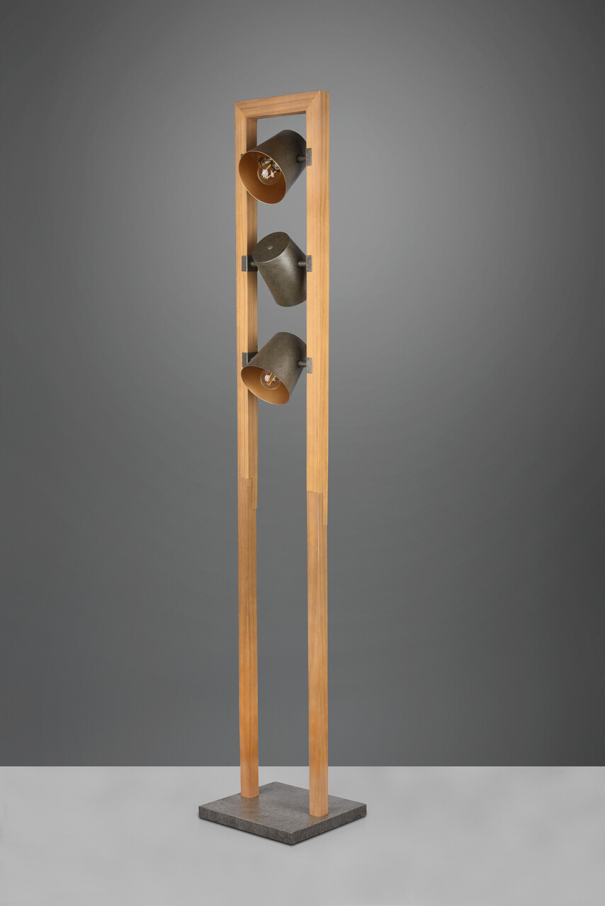 Lampadar Bell, TRIO, 25x25x150 cm, 25W, 3x E14, metal, gri/natur
