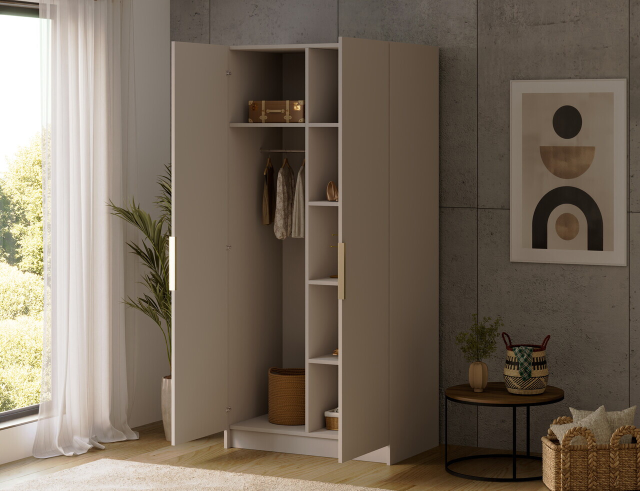 Dulap pentru haine ELTAP, K-SZA100, Mirtillo, 100x60x216 cm, PAL laminat, casmir — imaginea 3