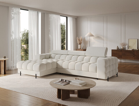 Coltar extensibil dreapta 3 locuri ELTAP, LT-01ROY, Felro, 285x181x93 cm, lemn/poliester, alb