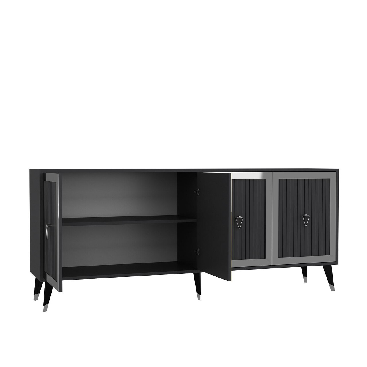 Consola, Hanah Home, Benner, 180x78.6x35 cm, PAL , Antracit / Argintiu - view 6