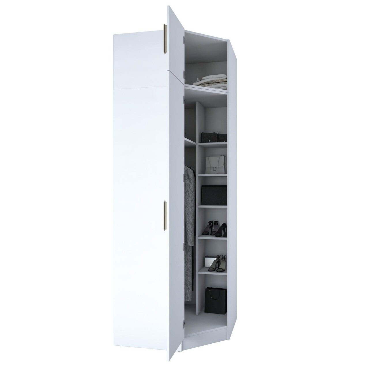 Dulap pentru haine, Hanah Home, BA213, 91x255x57.5 cm, PAL melaminat, Alb - view 10