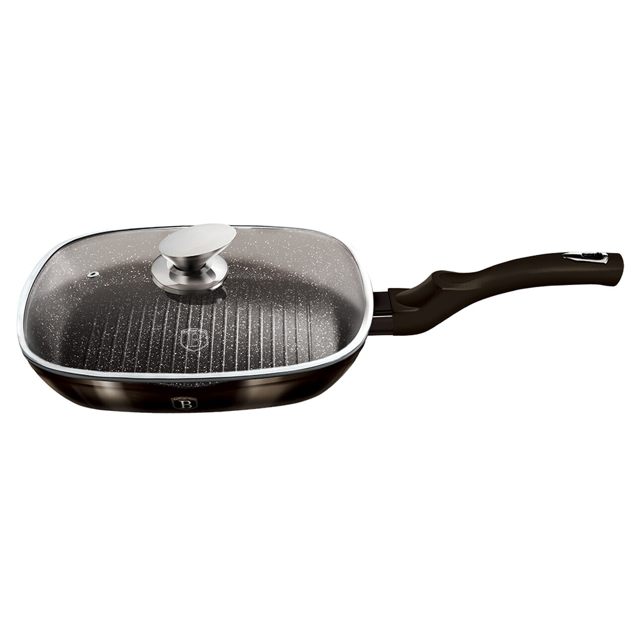 Tigaie grill cu capac Berlinger Haus, Shiny Black, 28 cm, 2.1 L, aluminiu forjat, negru - imagine 5