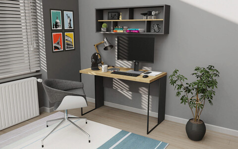 Birou, retricy, bronx, 120x59.6x114.2 cm, pal, stejar / antracit