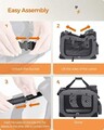 Cusca textile pentru caini / Geanta de transport animale de companie L, Feandrea, max 16 kg, 70x52x52 cm, tesatura Oxford, gri