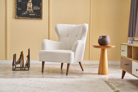 Fotoliu, Atelier del Sofa, 825BLC2368, Lemn de carpen, Crem