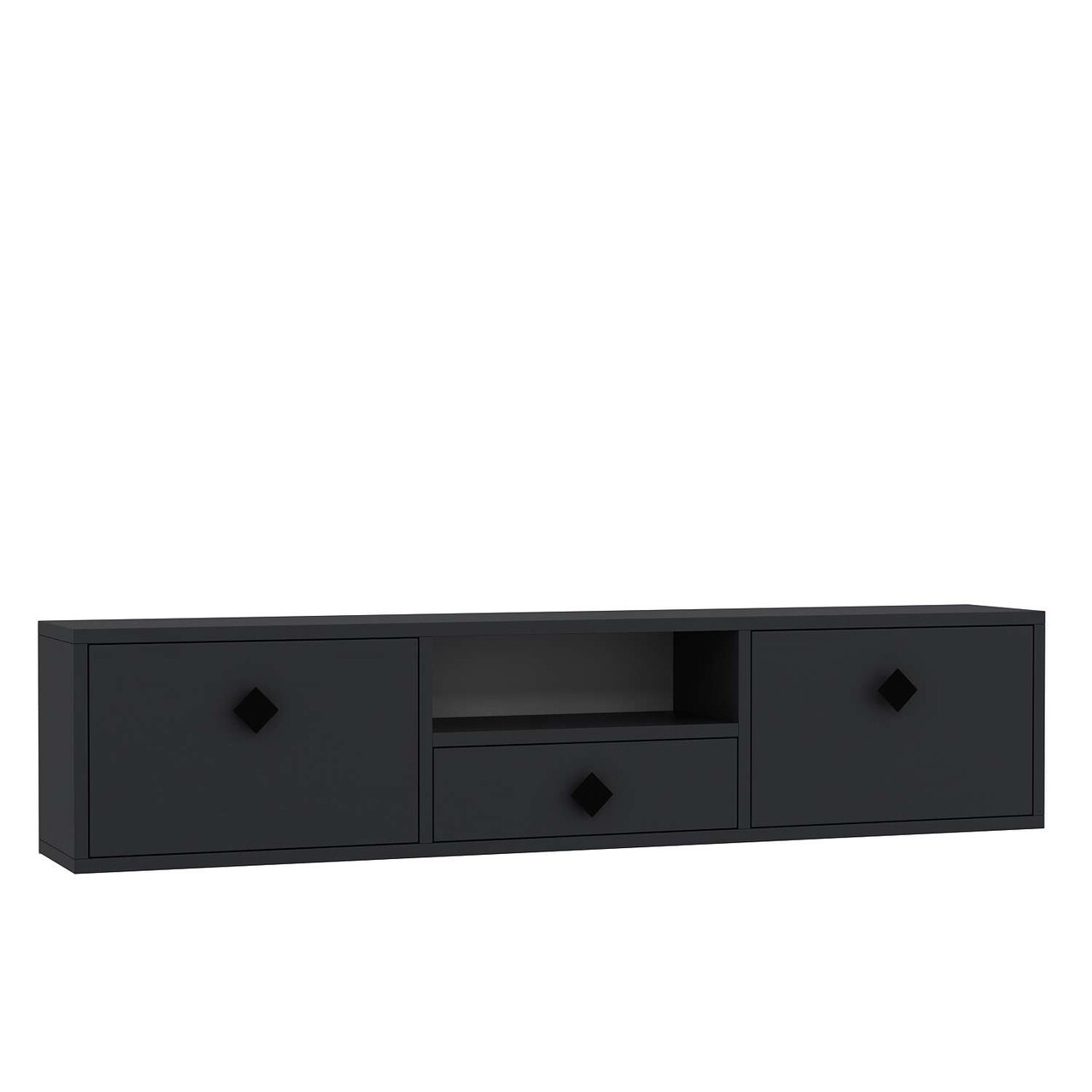 Comoda TV, Hanah Home, 1305-DROP-1, 140x30x30 cm, PAL , Antracit / Negru - view 4