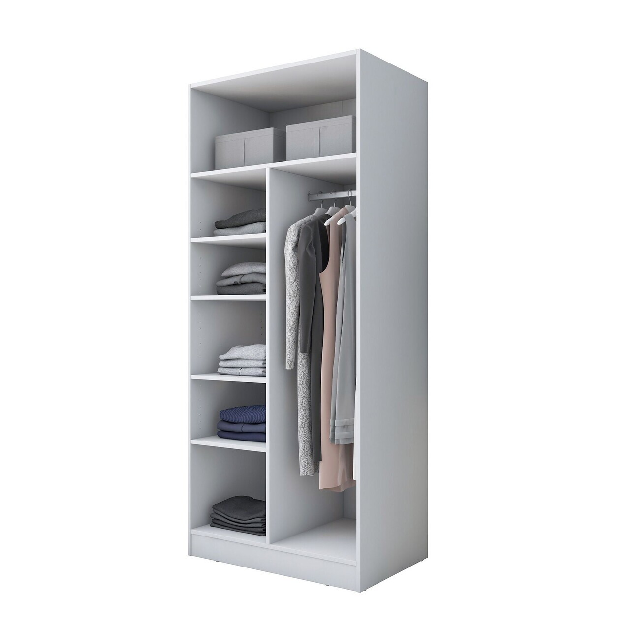 Dulap pentru haine, Hanah Home, BA225, 90x210x57.5 cm, PAL melaminat, Alb - view 10