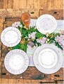 Serviciu de masa 18 piese, Brandani, Polline Lilac, portelan New Bone China