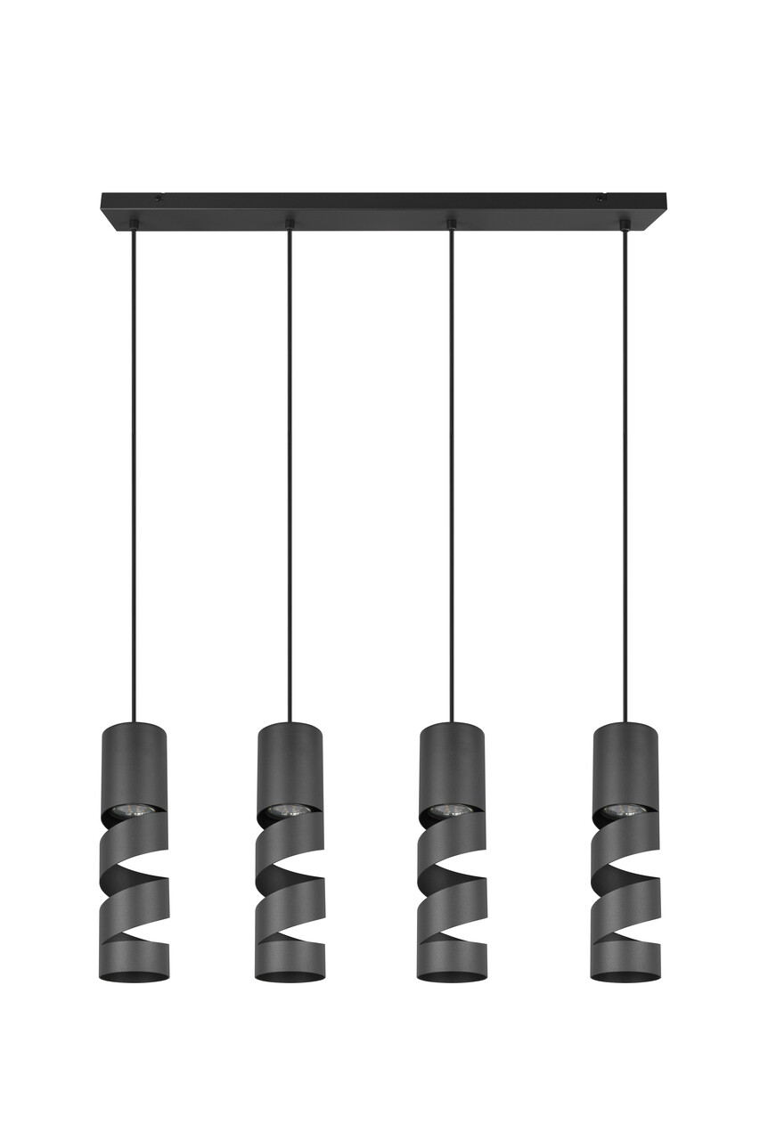 Lustra Stream, TRIO, 80x9x150 cm, 10W, 4x GU10, metal, negru mat