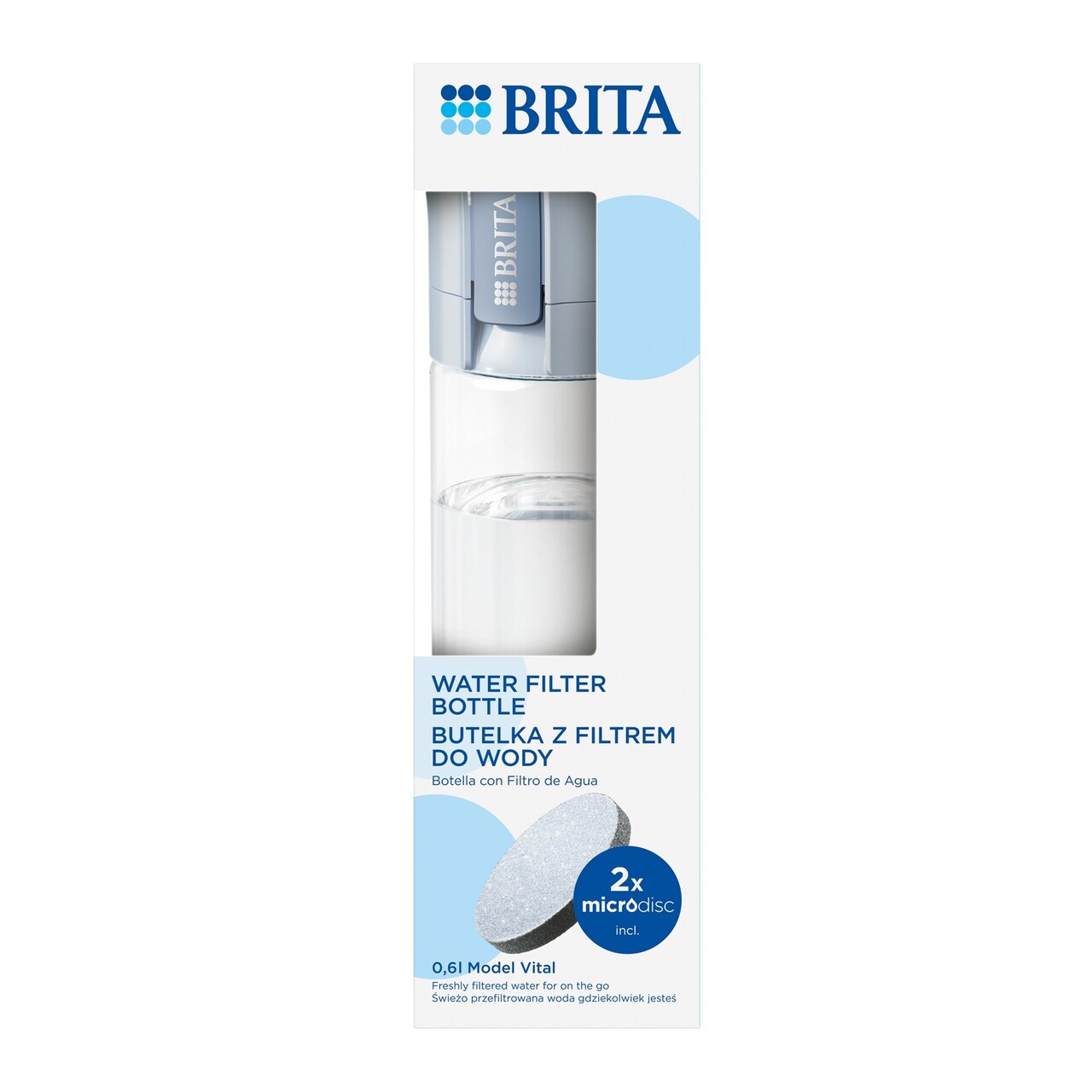 Sticla filtranta BRITA Vital 600 ml (Lightblue) + 2 filtre MicroDisc - imagine 10