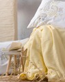 Set cuvertura de pat dubla Pique, 4 piese, 220x240 cm, 100% bumbac, Cotton Box, Lori, galben