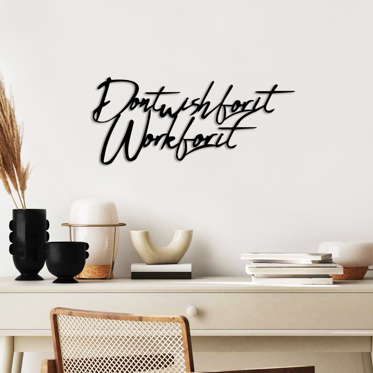 Decoratiune de perete, Wish Work, Dimensiune: 55 x 23 cm , Negru - view 2