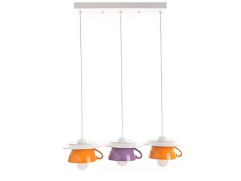 Lustra Afternoon tea, Deco Republic, E27, 3x60W, ceramica, portocaliu/mov