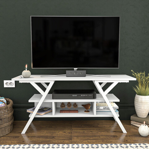 Comoda tv, retricy, minerva, 120x35x55 cm, pal, alb