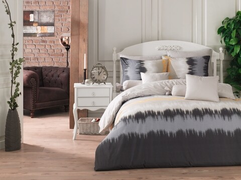 Lenjerie de pat pentru o persoana Vibe, Majoli Home Collection, 3 piese, 160x240 cm, 100% bumbac ranforce, gri