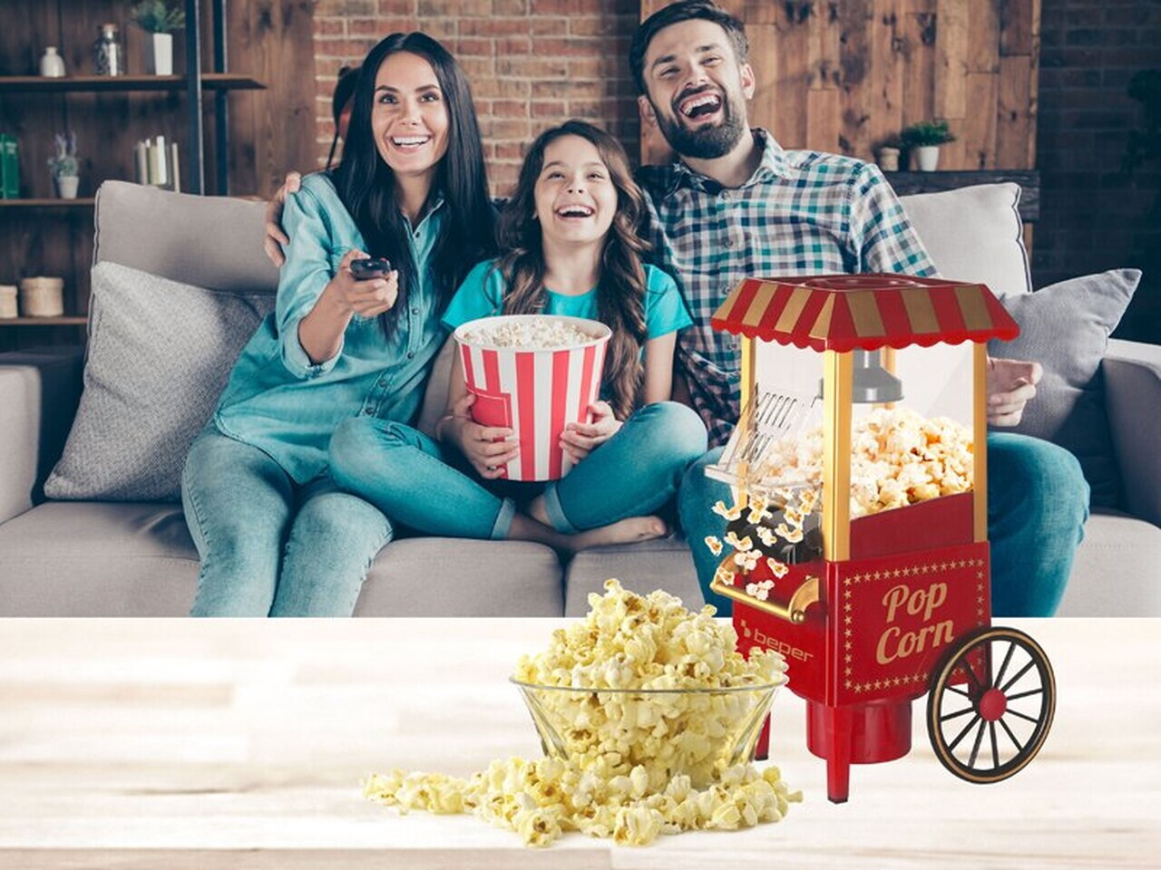 Aparat pentru popcorn BT.651Y, Beper, 1200 W, retro anii 50 - view 8