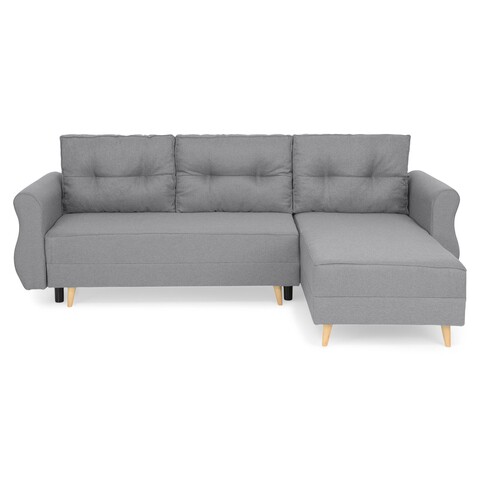 Coltar extensibil cu lada si sezlong interschimbabil, Lecce, L.230 l.76/140 H.90, stofa, gri deschis