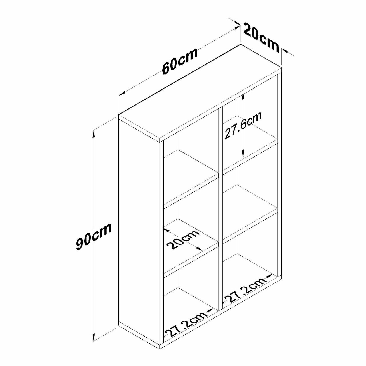 Corp biblioteca, Hanah Home, HC120, 60x90x20 cm, Alb — imaginea 10