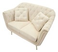 Canapea 2 locuri cu perne decorative Budapest, Mauro Ferretti, 130x83x91 cm, fier/poliester, crem