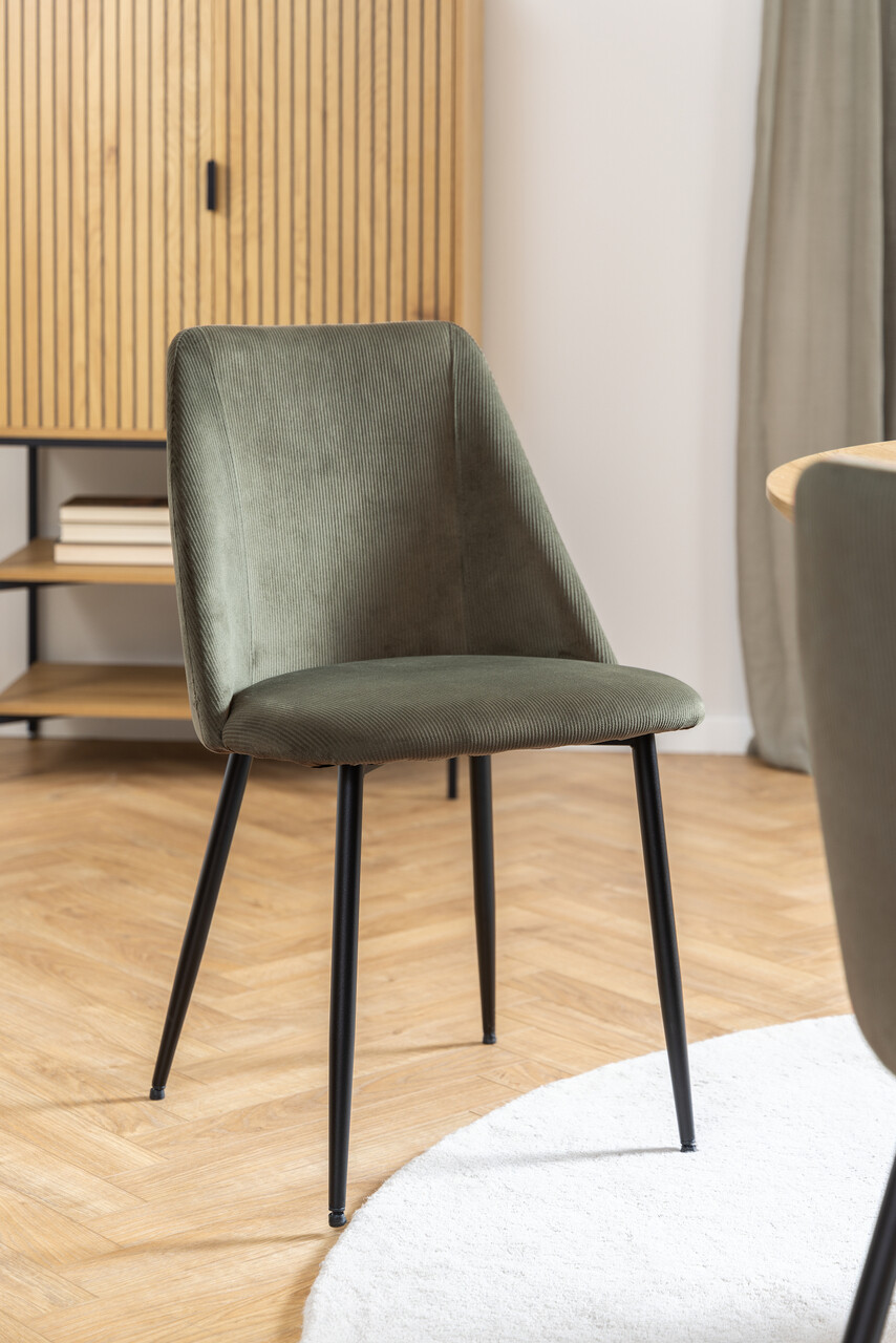 Scaun Ines, Actona, 49.2x57.5x84 cm, tesatura corduroy/otel, verde olive - view 4
