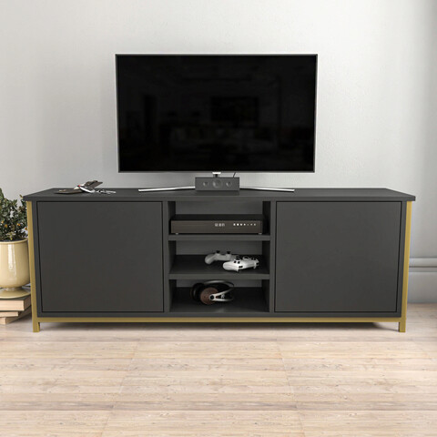 Comoda tv, retricy, otis, 140x35.3x50.8 cm, pal, aur/antracit