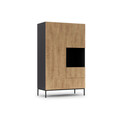 Dulap pentru haine ELTAP, Lanzzi, 120x60x200 cm, MDF laminat, negru/stejar