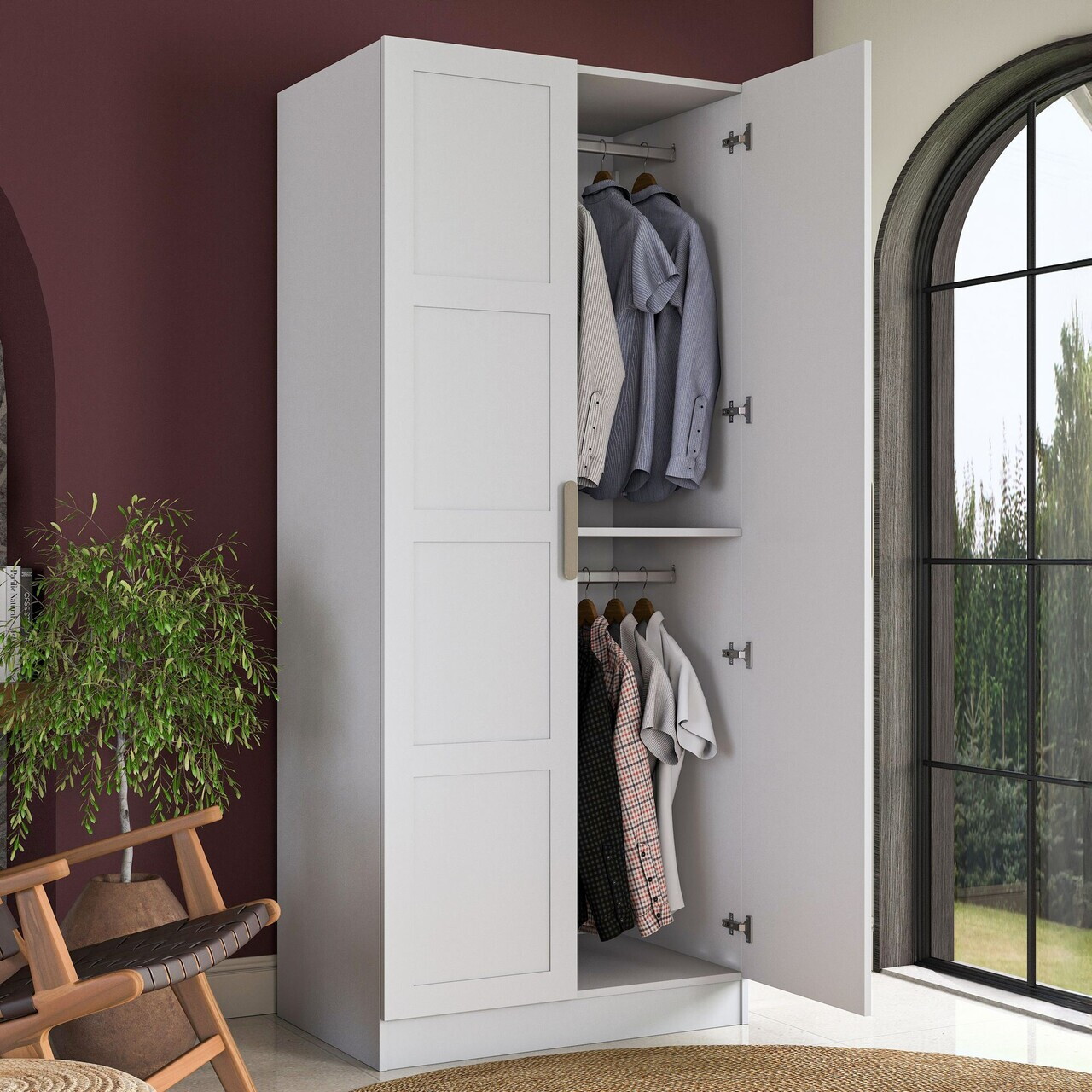 Dulap pentru haine, Hanah Home, BA221, 90x210x57.5 cm, PAL melaminat, Alb - view 4