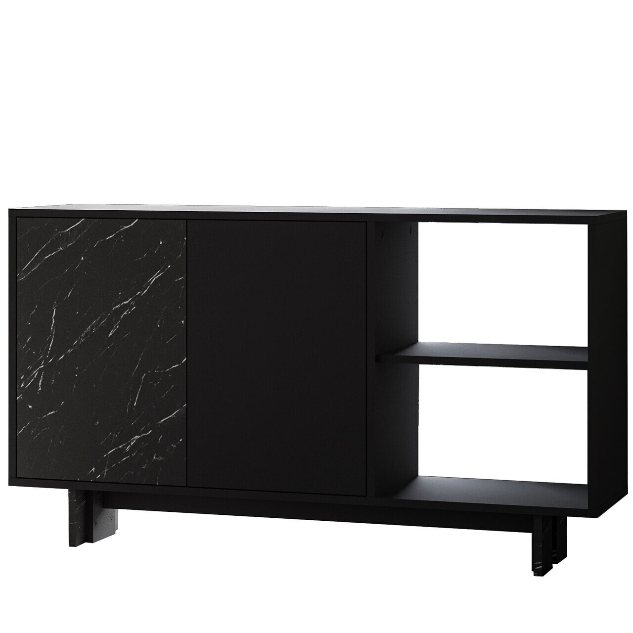 Consola, Hanah Home, Ravello, 140x80x35 cm, PAL, Negru / Marmură — imaginea 5
