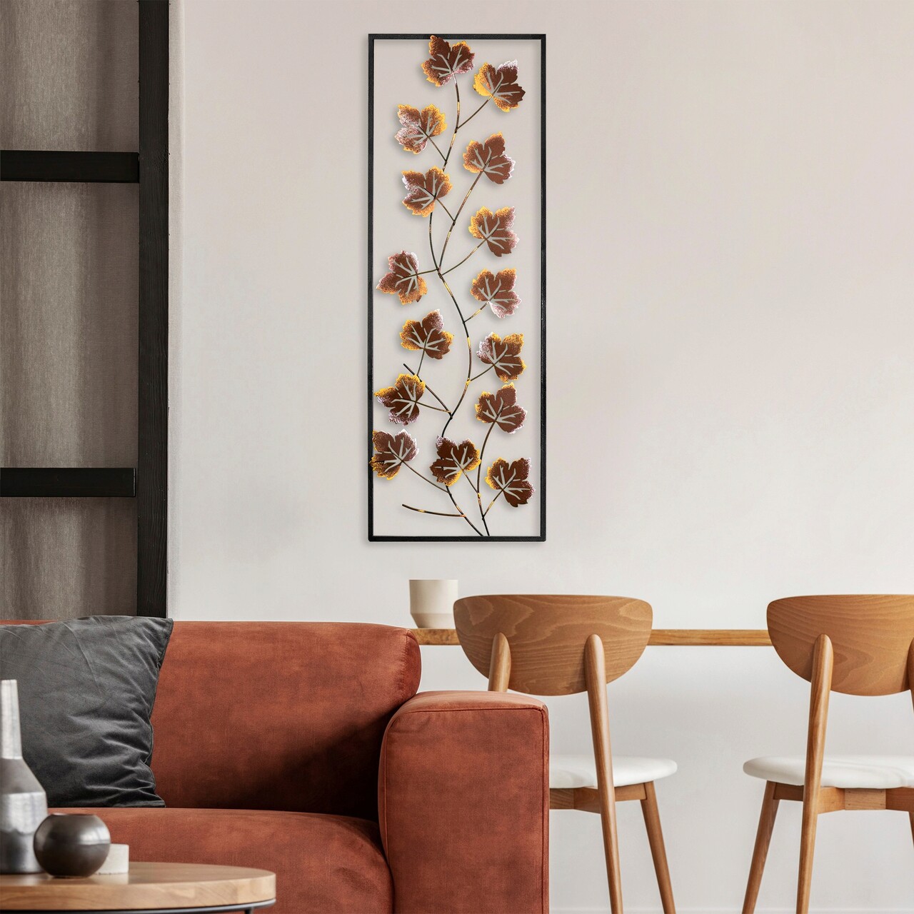 Decoratiune de perete, Platane 3, Metal, Dimensiune: 32 x 90 cm, Multicolor - 1 | YEO
