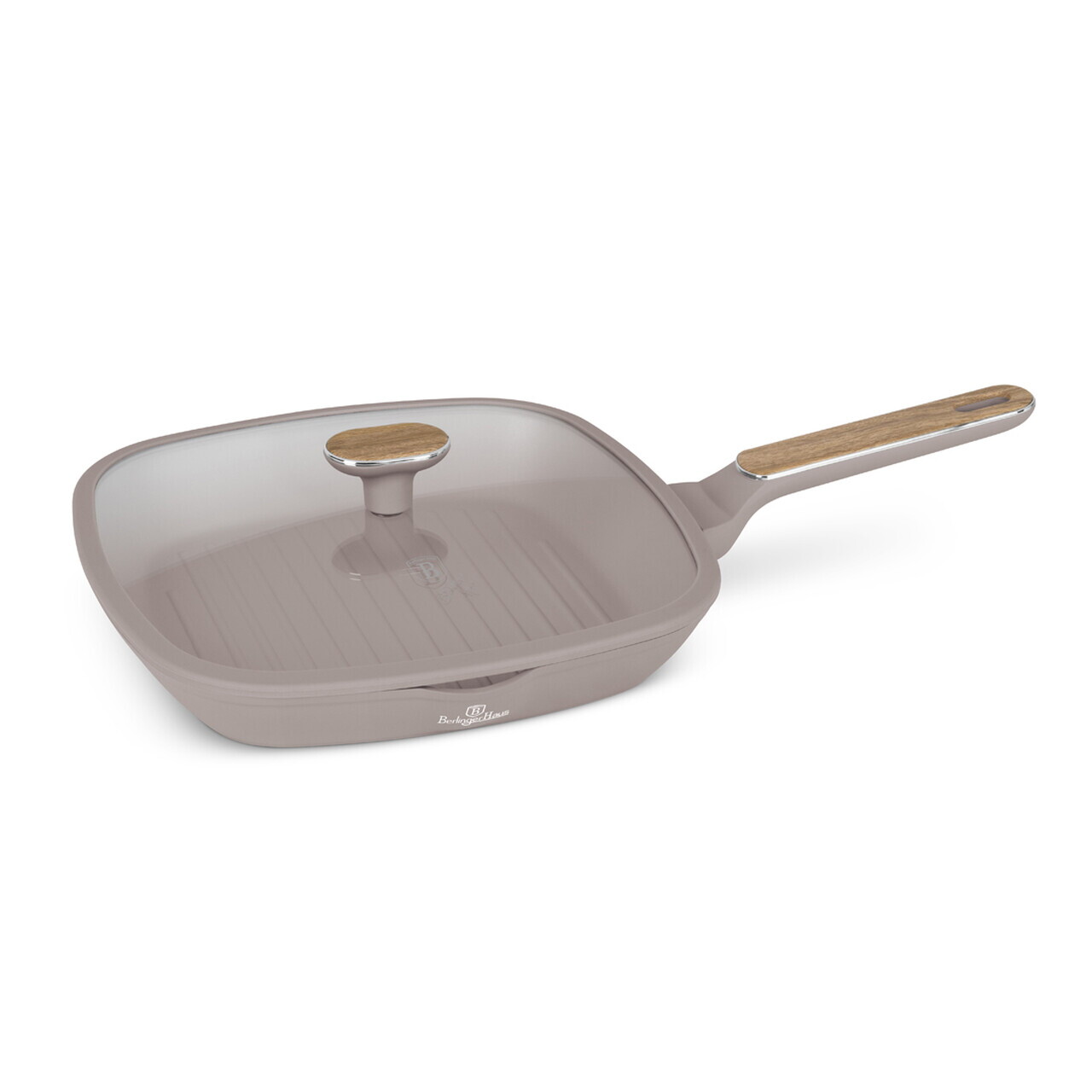 Tigaie grill cu capac Berlinger Haus, Taupe Nordic, 28 cm, 2.1 L, aluminiu forjat, taupe mat/natur - imagine 3