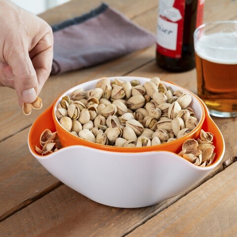 Bol pentru gustari 2-in-1 InnovaGoods Snack, 20 x 8 cm, policarbonat 2-in-1 imagine 2022 by aka-home.ro