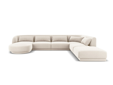 Coltar panoramic dreapta 6 locuri, Tulum, Cosmopolitan Design, 330x255x70 cm, catifea, bej deschis