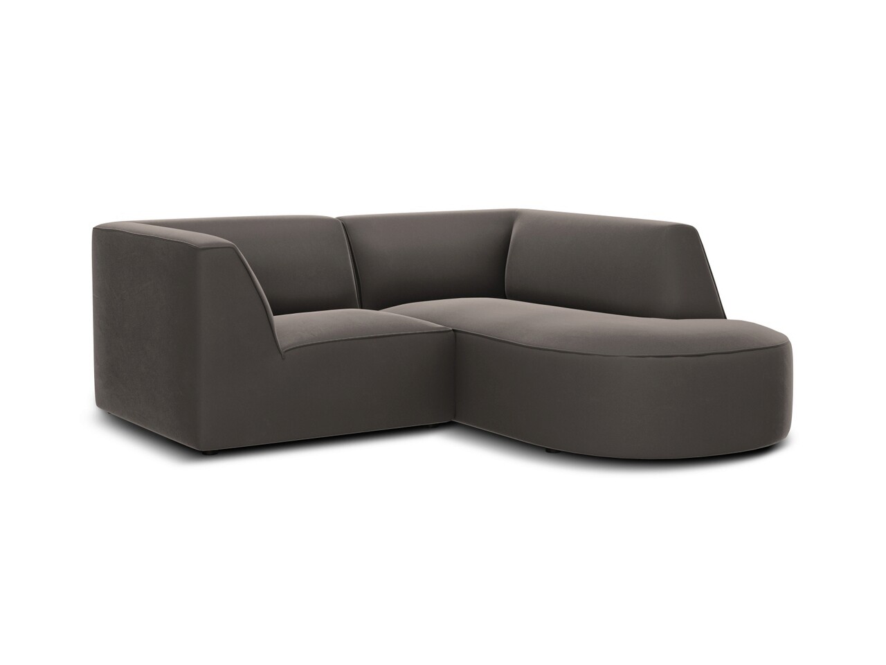 Coltar modular dreapta 3 locuri, Ruby, Micadoni Home, BL, forma rotunjita, 186x180x69 cm, catifea, gri inchis