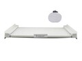 Kit universal de suprapunere a masinii de spalat si a uscatorului de rufe Beper, 60x55x7 cm, lemn laminat, alb