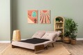 Canapea extensibilă cu 2 locuri, Futon, 859FTN2727, Metal , Bej