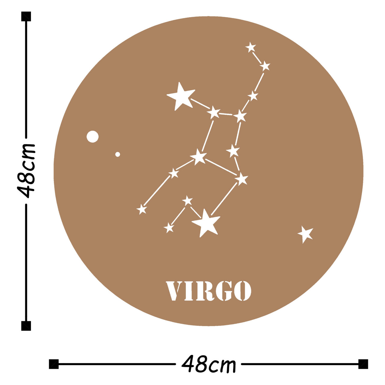 Decoratiune de perete, Vırgo Horoscope, Metal, Dimensiune: 48 x 48 cm, Cupru