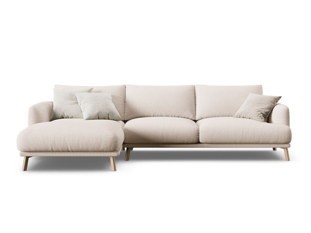 Coltar stanga 4 locuri, Naomi, Micadoni Home, 285x170x75 cm, tesatura structurata, bej