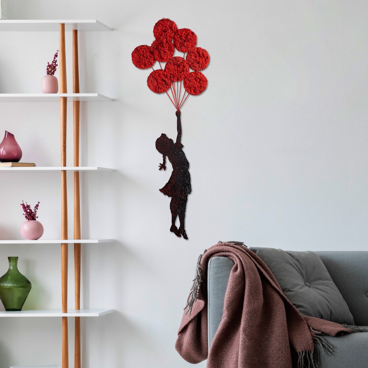 Decoratiune de perete, Banksy, 100 x 34 cm, Roșu/Negru - view 3