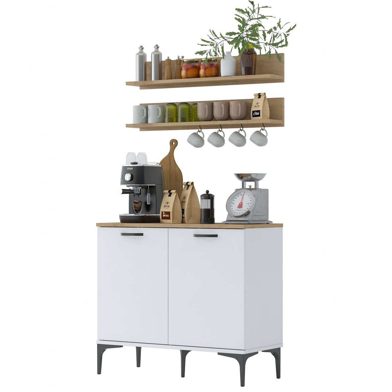 Dulap multifunctional, Hanah Home, JE232, PAL melaminat, Alb/Maro - view 8