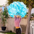 Set 2 mingi gonflabile cu protectie antisoc pentru joaca, Bumper Bubble Ball Bumpoy InnovaGoods, Ø62 cm, albastru/portocaliu