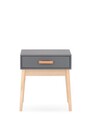 Masuta cu 1 sertar Ordinary, Bizzotto, 43x30x48 cm, lemn de pin/paulownia, gri