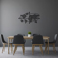 Decoratiune de perete, World Map 1, Metal, 70 x 39 cm, Negru