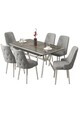 Set masa extensibila si scaune (7 piese), Hanah Home, Nis, Antracit / Crom / Gri